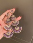 Fashion Blue Purple Diamond Fan-shaped Tassel Earrings