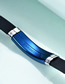 Fashion Blue Titanium Steel Leather Silicone Bracelet