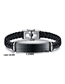 Fashion Black Titanium Steel Leather Silicone Bracelet