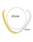 Fashion Steel Color Cuban Chain Pearl Stitching Necklace