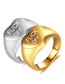Fashion Steel Color Titanium Steel 18k Gold Plated Letter Ring