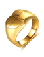 Fashion Gold Titanium Steel 18k Gold Plated Letter Ring