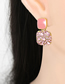 Fashion Pink Alloy Geometric Square Diamond Earrings