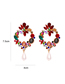 Fashion Color Alloy Diamond Pearl Tassel Geometric Stud Earrings