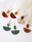 Fashion Coffee Color Geometric Acetate Stitching Fan-shaped Earrings