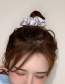 Fashion Blue And White Grid Checkerboard Pleated Hair Tie