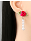 Fashion Pink Flower Pearl Earrings