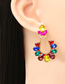 Fashion Ab Color Geometric Drop-shaped Diamond Earrings