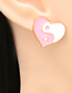 Fashion Pink Dripping Heart Shaped Tai Chi Stud Earrings