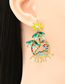 Fashion Red Color Alloy Diamond Geometric Coconut Letter Earrings