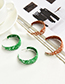 Fashion Green Alloy Wave Point C-shaped Earrings