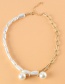 Fashion Gold Color Alloy Pearl Beaded Chain Splicing Necklace