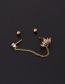 Fashion 2#gold Color Thin Rod Stainless Steel Double Pierced One-piece Piercing Earrings (1pcs)
