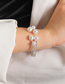 Fashion White-2 Multi Drain Diamond Pearl Bracelet