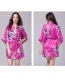 Fashion Coral Powder Printed Lace Ice Silk Kimono Bathrobe