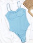 Fashion Blue Solid Color One-piece All-in-one Swimsuit
