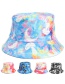 Fashion Blue Rose Red Tie-dye Butterfly Print Double-sided Fisherman Hat