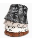 Fashion Beige Pu Leather Letter Print Fisherman Hat