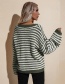 Fashion Green V-neck Striped Pullover Sweater