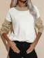 Fashion Apricot Contrast Long-sleeved Pullover Knit Sweater