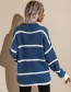 Fashion White Strips On Black Background Round Neck Striped Pullover Knit Sweater