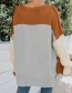 Fashion Blue Off-the-shoulder Contrast Color Puff Sleeve Sweater