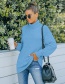 Fashion Blue Turtleneck Knitted Long-sleeved Sweater