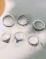 Fashion Ancient Silver Color Water Drop Carved Unicorn Lotus Flower Hollow Ring Set