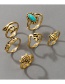 Fashion Gold Color Ocean Tortoise Shell Turquoise Leaf Ring Set
