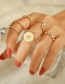 Fashion Gold Color Diamond And Mango Star Triangle Wave Combination Ring