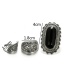 Fashion Silver Color Black Gem Geometric Ring Set