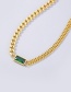 Fashion Se1025 18k Gold Color Stainless Steel Emerald Necklace