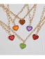 Fashion Red Alloy Oil Drop Double Heart Necklace