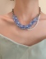 Fashion Clear Blue Acrylic Chain Stitching Pearl Necklace