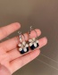 Fashion Navy Blue Crystal Flower Earrings