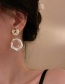Fashion Gold Color Geometric Circle Hollow Pearl And Diamond Love Stud Earrings