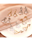 Fashion Gold Color Metal Double Triangle Pearl Earrings