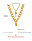 Fashion Silver Color Geometric Double Layer Thick Chain Lock Key Multilayer Necklace