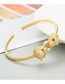 Fashion Gold Color Leopard Head Open Bracelet With Gold Color-plated Brass And Zirconium