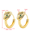 Fashion Gold Color Pure Copper Gold Color-plated Micro-inlaid Color Zirconium Double Ring Buckle Earrings