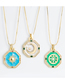 Fashion Green Oil Drop Geometric Round Necklace