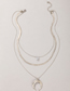Fashion Silver Color Alloy Moon Snake Bone Chain 3 Layer Necklace With Diamonds
