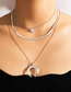 Fashion Silver Color Alloy Moon Snake Bone Chain 3 Layer Necklace With Diamonds