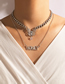 Fashion Silver Color Alloy Butterfly Letter Chain Double Necklace