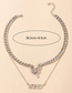 Fashion Silver Color Alloy Butterfly Letter Chain Double Necklace