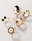 Fashion Gold Color Dripping Tai Chi Butterfly Flower Pin Ring Set