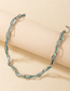 Fashion Green Colorblock Beige Bead Thin Chain Necklace