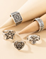 Fashion Silver Color Skull Pentagram Love Ring Set