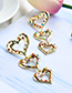 Fashion White Alloy Diamond Heart Earrings