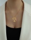 Fashion Steel Face Necklace 39+5cm Titanium Steel 18k Gold Color Hollow Face Necklace